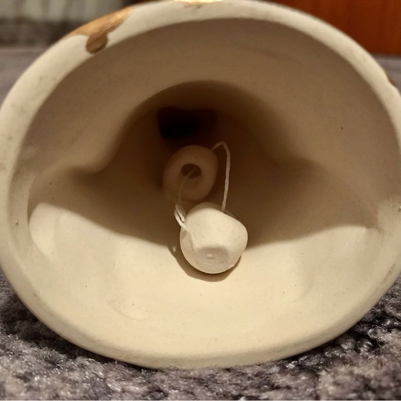 Vintage Trio of Glazed Ceramic Christmas Angel Bells with Reticulated Wings - Picture 10 of 10